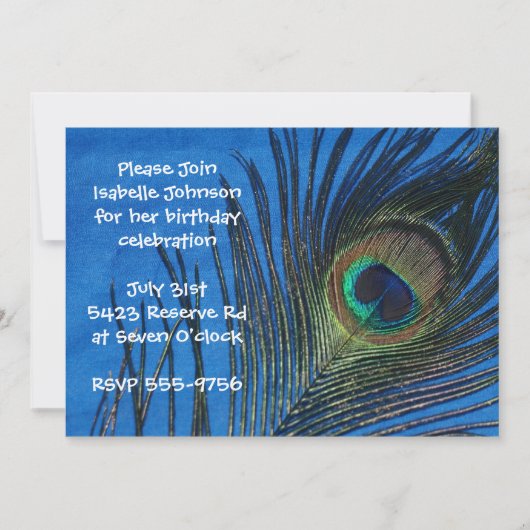 Blauwe eenzame Peacock Veather Birthday Kaart (Voorkant)