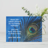 Blauwe eenzame Peacock Veather Birthday Kaart (Staand voorkant)