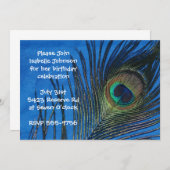 Blauwe eenzame Peacock Veather Birthday Kaart (Voorkant / Achterkant)