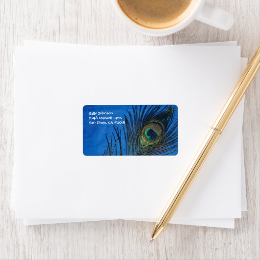 Blauwe eenzijdige peacock etiket (Insitu)