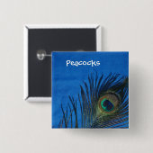 Blauwe eenzijdige peacock vierkante button 5,1 cm (Voorkant /achterkant)