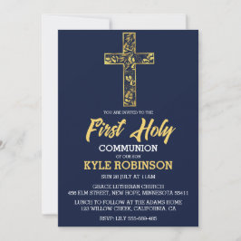 Blauwe eerste communie uitnodigingen