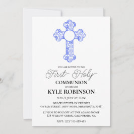 Blauwe eerste communie uitnodigingen