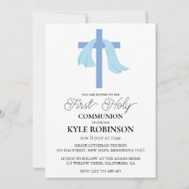 Blauwe eerste communie uitnodigingen