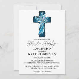 Blauwe eerste communie uitnodigingen