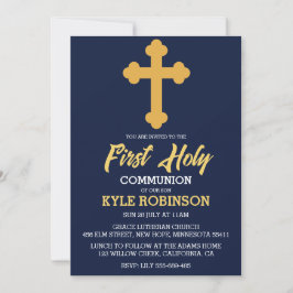 Blauwe eerste communie uitnodigingen