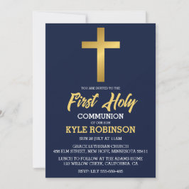 Blauwe eerste communie uitnodigingen