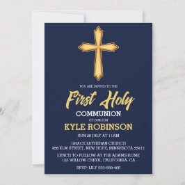 Blauwe eerste communie uitnodigingen