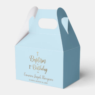 Blauwe eerste geboortecaptisme baby Favor Box Bedankdoosjes