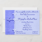 Blauwe Eerste Heilige Communauteit Uitnodiging (Achterkant)