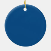 Blauwe eerste kerst in ons nieuwe huis open haard keramisch ornament (Achterkant)