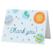 Blauwe eerste reis rond de zonnejongen 1e verjaard bedankkaart