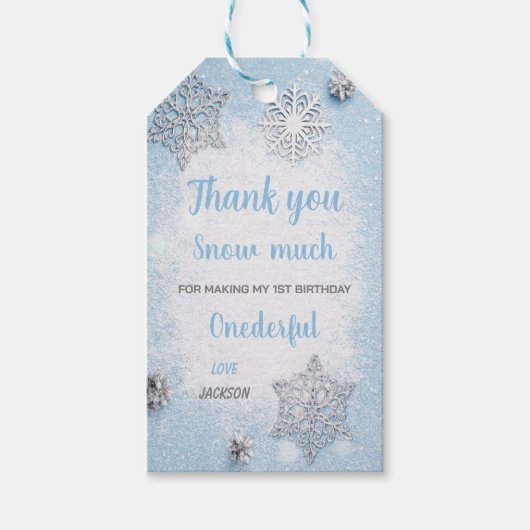 Blauwe eerste winterdag Labels Cadeaulabel (Voorkant)