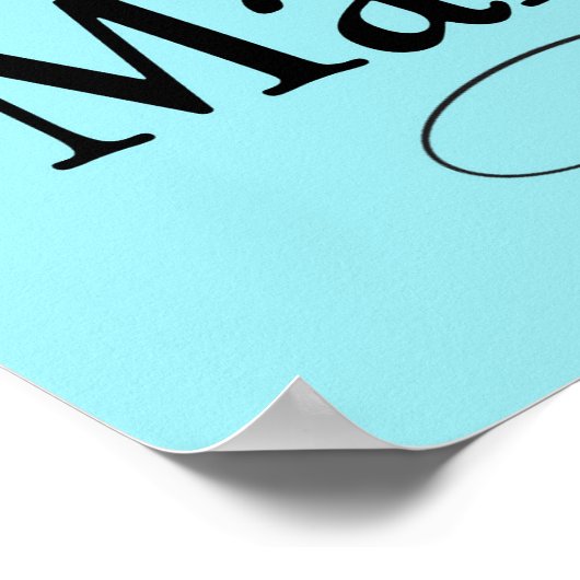 Blauwe eet, Drink en trouwbord Poster (Hoek)