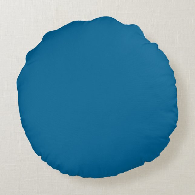 Blauwe, effen kleur rond kussen (Achterkant)