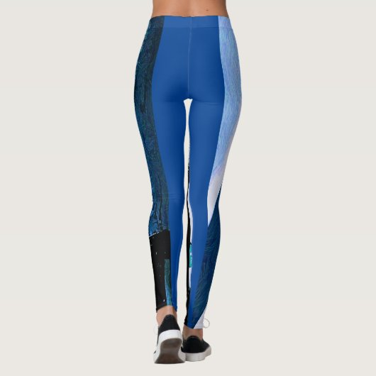 Blauwe Egyptische kunst schilderen Leggings (Achterkant)