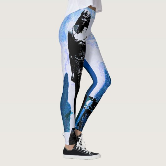 Blauwe Egyptische kunst schilderen Leggings (Rechts)
