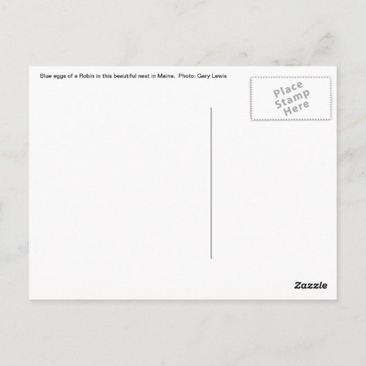 Blauwe eieren briefkaart (Achterkant)