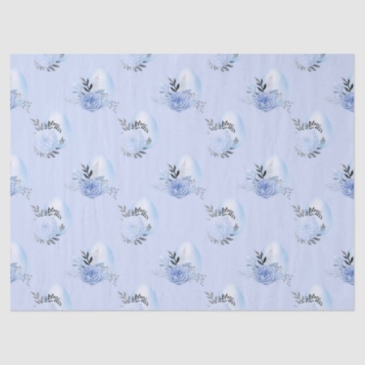 Blauwe eieren en bloemen op blauwe ontkoppeling tissuepapier (Voorkant)