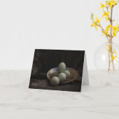 Blauwe eieren genesteld in een kom kaart (Gele Bloem)