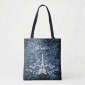 Blauwe Eiffeltoren Canvas tas (Voorkant)