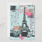 Blauwe Eiffeltoren Parijs bruids theefeest Kaart (Voorkant)