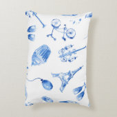 Blauwe Eiffeltoren Paris Waterverf Kunst Accent Kussen (Achterkant (Verticaal))