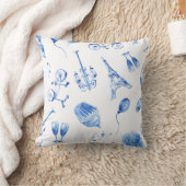 Blauwe Eiffeltoren Paris Waterverf Kunst Kussen (Deken)