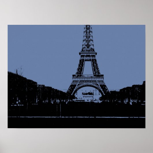 Blauwe Eiffeltoren Poster (Voorkant)