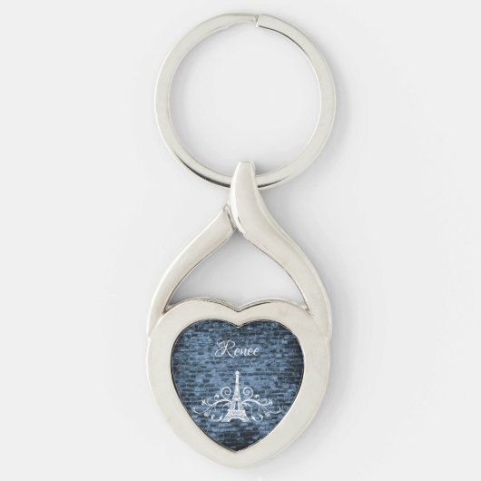 Blauwe Eiffeltoren Sleutelhanger (Voorkant)