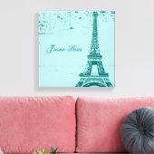 Blauwe Eiffeltower - schilderkunst Canvas Afdruk (Insitu (Woonkamer))