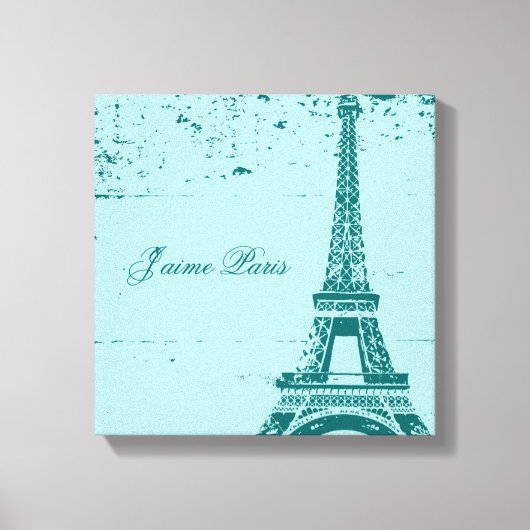 Blauwe Eiffeltower - schilderkunst Canvas Afdruk (Voorkant)