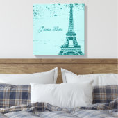 Blauwe Eiffeltower - schilderkunst Canvas Afdruk (Insitu (Slaapkamer))
