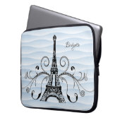 Blauwe Eiffeltower - Vledige laptophoes Laptop Sleeve (Voorkant Links)