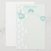 Blauwe eigenaars in liefde Persoonlijk Dank je ver Briefpapier (Voorkant / Achterkant)