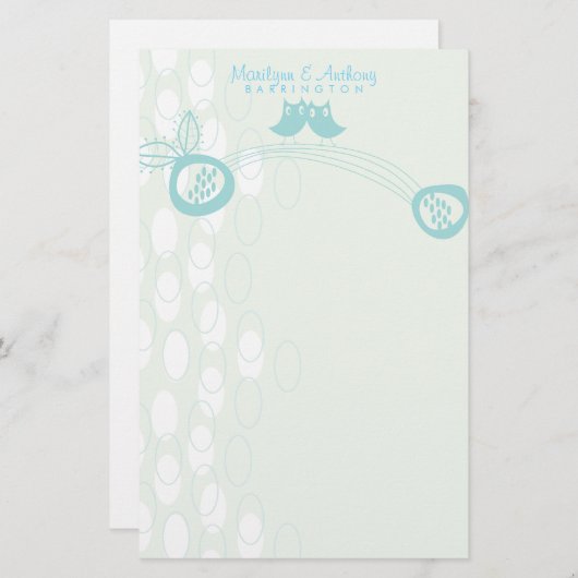 Blauwe eigenaars in liefde Persoonlijk Dank je ver Briefpapier (Voorkant / Achterkant)