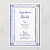 Blauwe eigenzinnige hand getekende bruiloft handte menu (Voorkant)