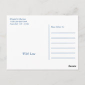 Blauwe eik boom, rustiek & minimalistisch dank u briefkaart (Achterkant)