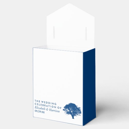 Blauwe eik boom, rustieke & minimalistische bruilo bedankdoosjes (Geopend)