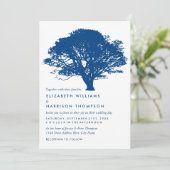 Blauwe eik boom, rustieke & minimalistische bruilo kaart (Staand voorkant)