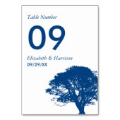 Blauwe eik boom, rustieke & minimalistische bruilo kaart (Achterkant)