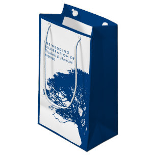 Blauwe eik boom, rustieke & minimalistische bruilo klein cadeauzakje