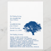 Blauwe eik boom, rustieke & minimalistische bruilo programmakaart (Voorkant)