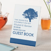 Blauwe eik boom, rustieke & minimalistische bruilo reclamebord met voetstuk (Insitu)