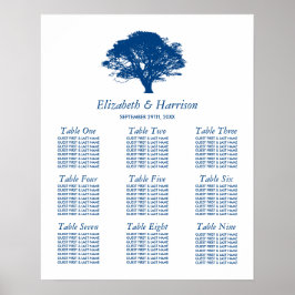 Blauwe eik boom, rustieke & minimalistische zitpla poster
