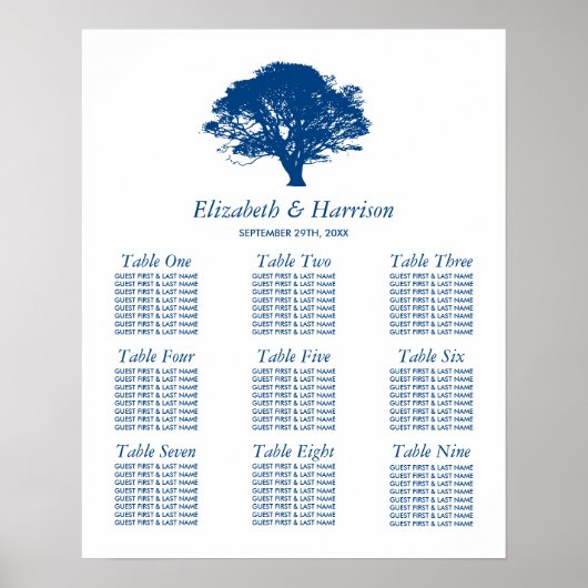 Blauwe eik boom, rustieke & minimalistische zitpla poster (Voorkant)