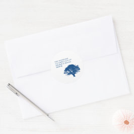 Blauwe Eik, Rustieke & Minimalistische Trouwdag Ronde Sticker