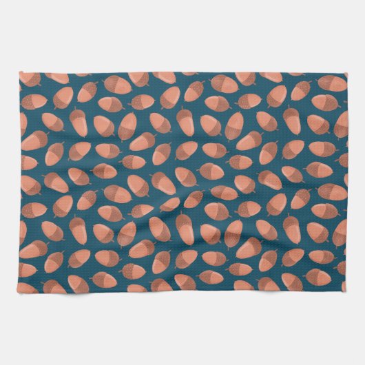 Blauwe eikel patroon theedoek (Horizontaal)