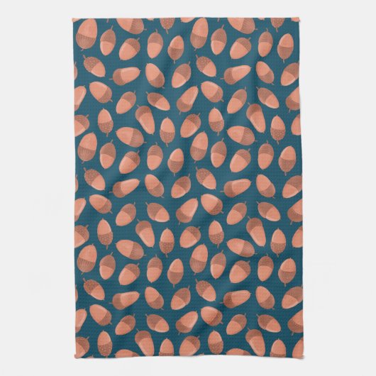 Blauwe eikel patroon theedoek (Verticaal)
