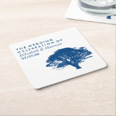 Blauwe Eikenboom, Rustieke & Minimalistische Trouw Kartonnen Onderzetters (Schuin)